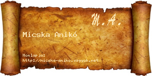 Micska Anikó névjegykártya